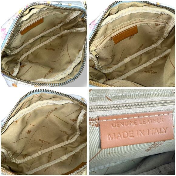 Firenze Italy Italian Handmade Hand Painted Floral Crossbody Bag White Leather - Picture 11 of 12